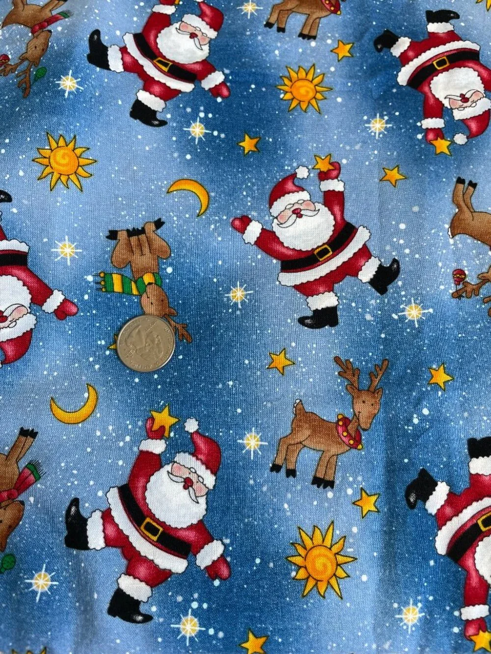 2y x 42” Vintage Santa Christmas Print Multicolor Cotton Fabric Odd Shape